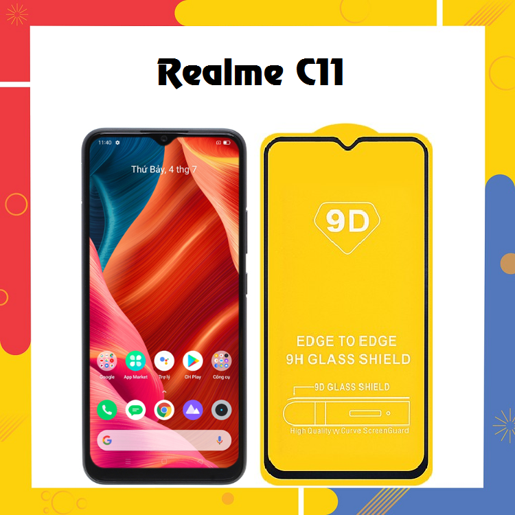 Kính Cường Lực 9D Full Màn hình Full Keo Bảo Vệ Màn Hình Cho Realme C11