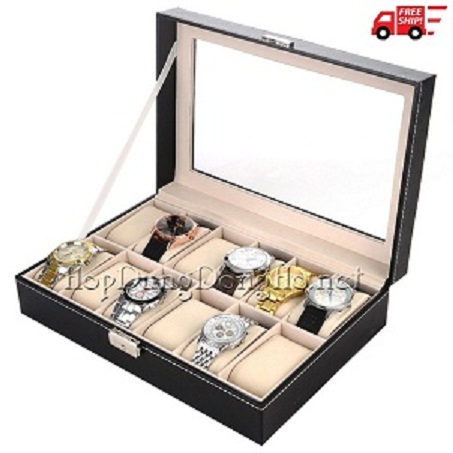 Hộp Đựng Đồng Hồ 12 Ngăn Vỏ Da