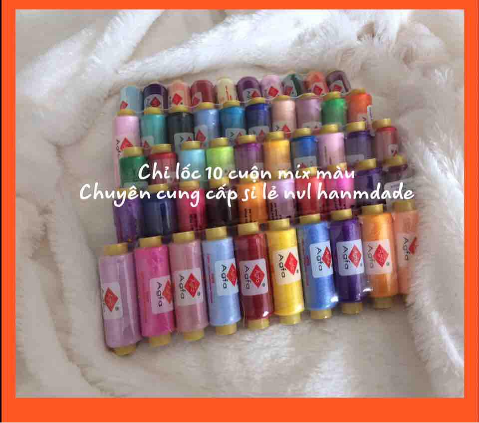 Chỉ khâu lốc 10 cuộn mix màu