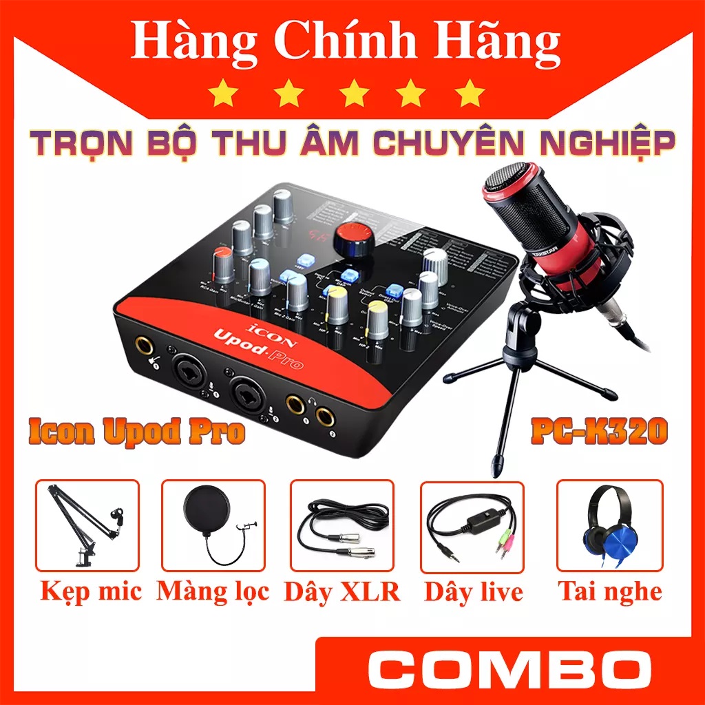 [Trả góp 0%] Combo Bộ Thu Âm Livestream Icon Upod Pro Và Mic Takstar PC K320 Thu Âm Chuyên Nghiệp Cực Hay Âm Thanh Rõ Ràng Trung Thực, Cản Âm Gió Giảm Tiếng Ồn, Độ Nhạy Mic Cao, Thiết Kế Chắc Chắn Dùng Hát Livestream Nghe Nhạc.