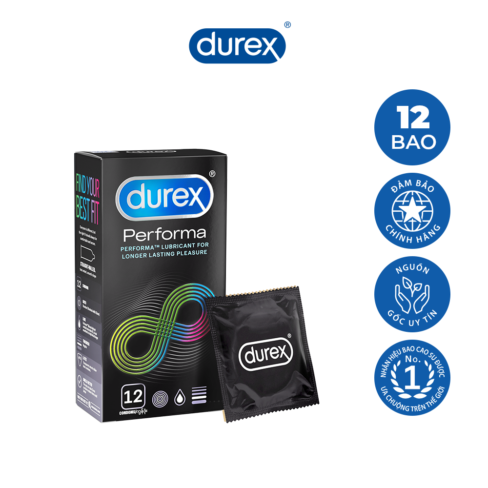 Bao cao su kéo dài thời gian DurexPerforma hộp 12 cái