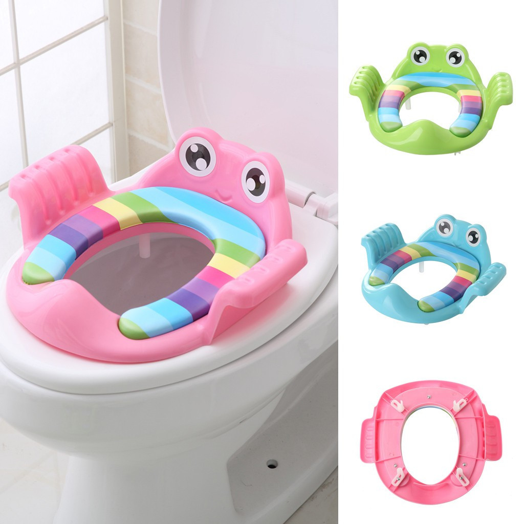 Dụng cụ thu nhỏ bồn cầu cho bé hình chú ếch có tay vịn