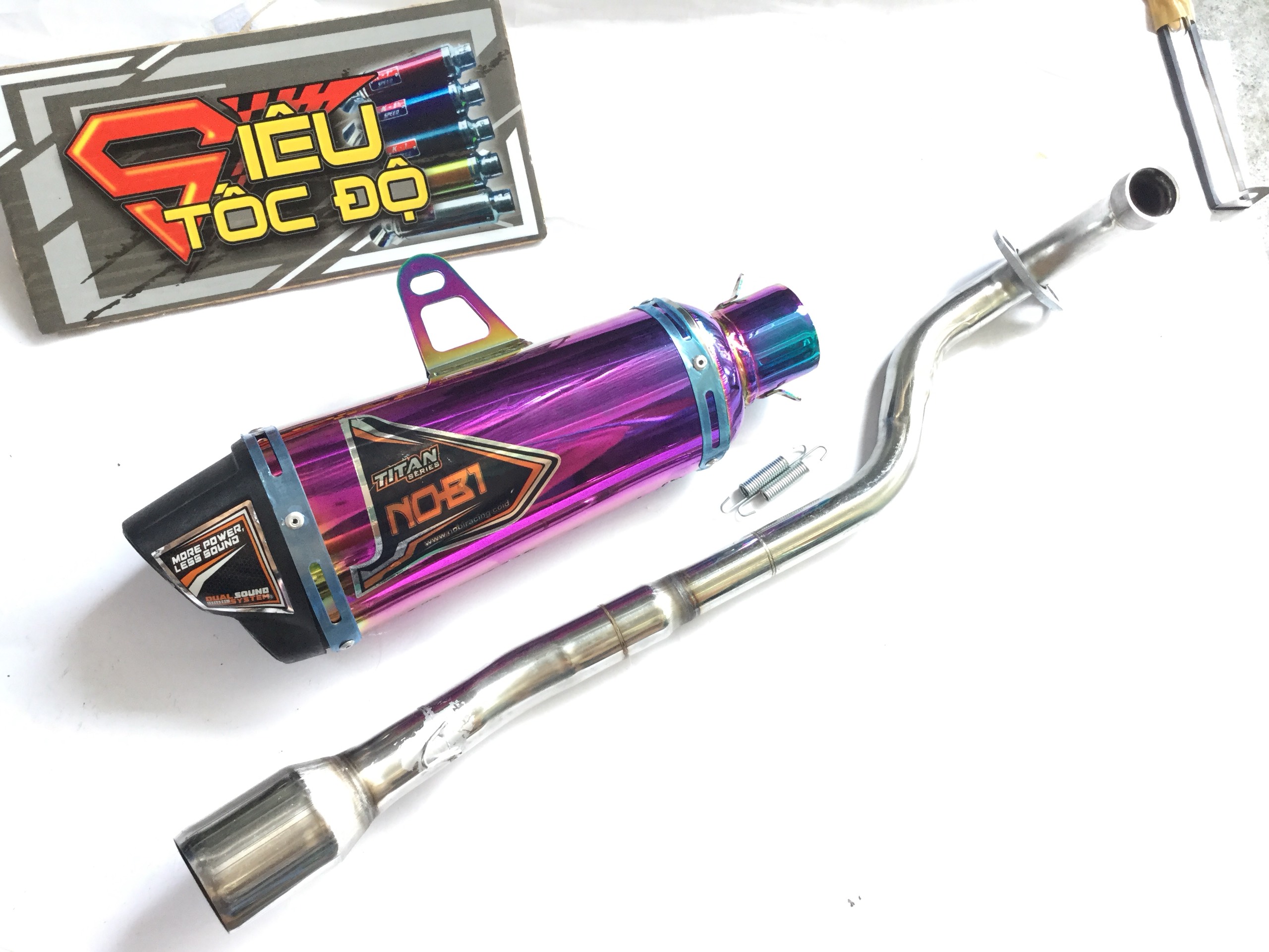 Combo pô nobi titan bao gồm cả cổ pô độ cho xe wave blade, wave s, wave rs, wave rsx, wave alpha 110