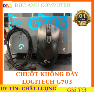 Chuột Không Dây chơi game cảm biến tốc độ Logitech G703 có đèn 16000DPI POWERPLAY cho Windows Mac OS Chrome OS- Bảo Hành 12 Tháng- Tặng Kèm Dây Sạc