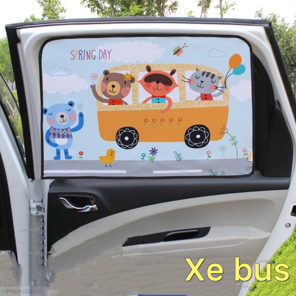 [Dầy cản sáng] Màn rèm che nắng hít nam châm dán cửa ô tô xe hơi rèm vải dầy 2 lớp cản sáng mẫu hoạt hình dễ thương (1 rèm)
