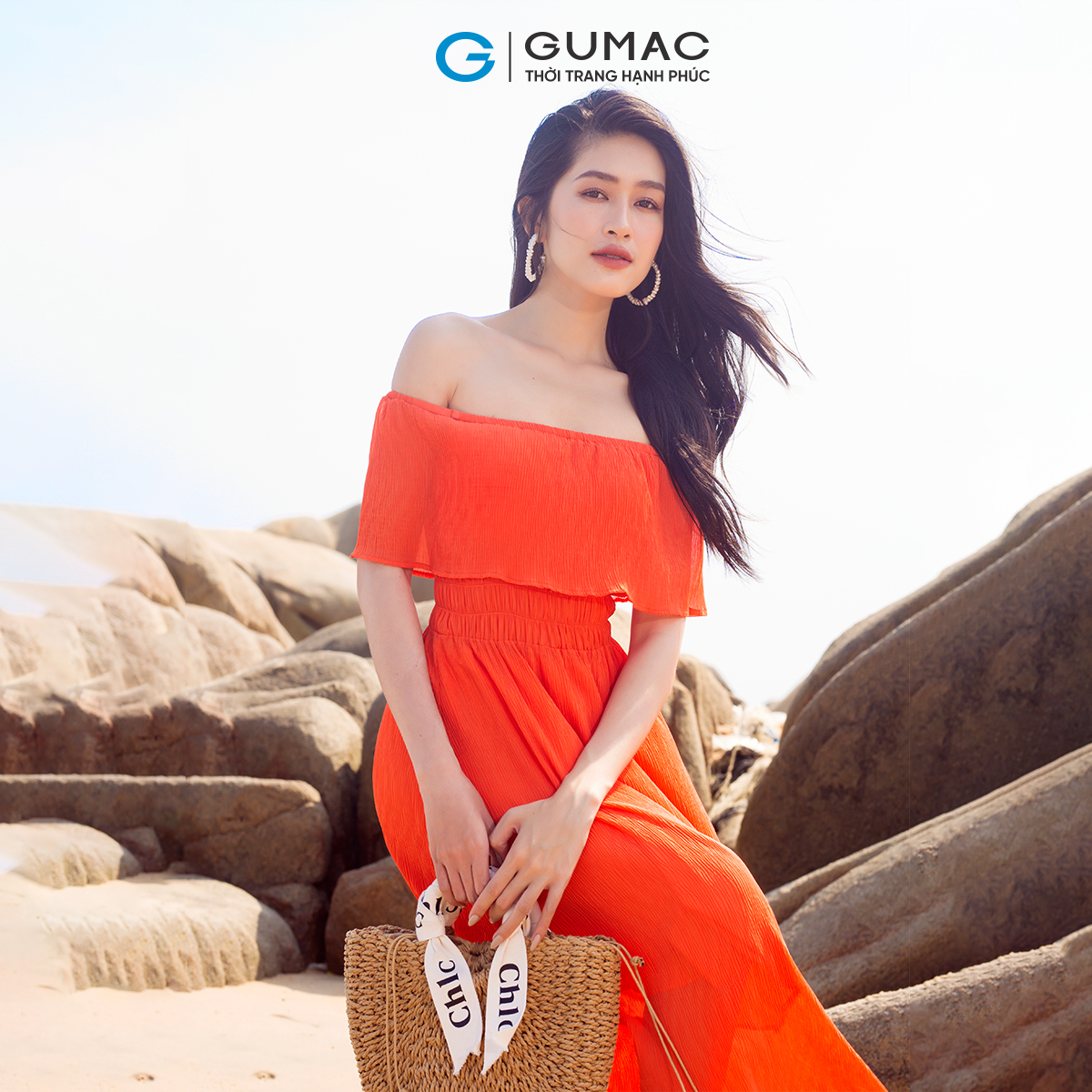 Đầm nữ maxi trễ vai GUMAC DD05031 - DD05090