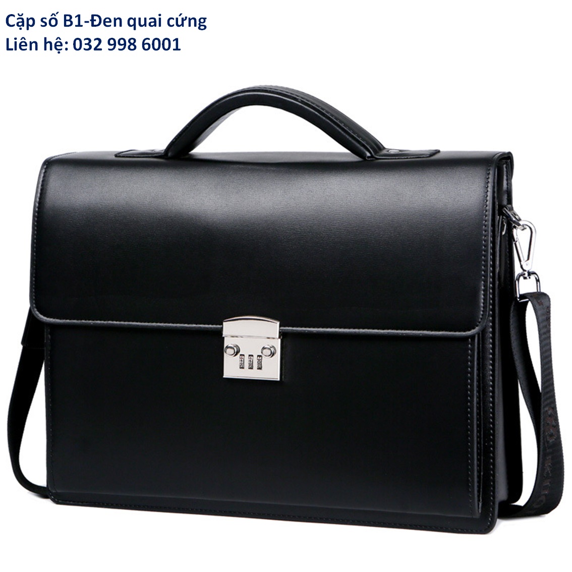 cặp xách da công sở đựng laptop 38x29x8Cm (Màu đen - Màu nâu)