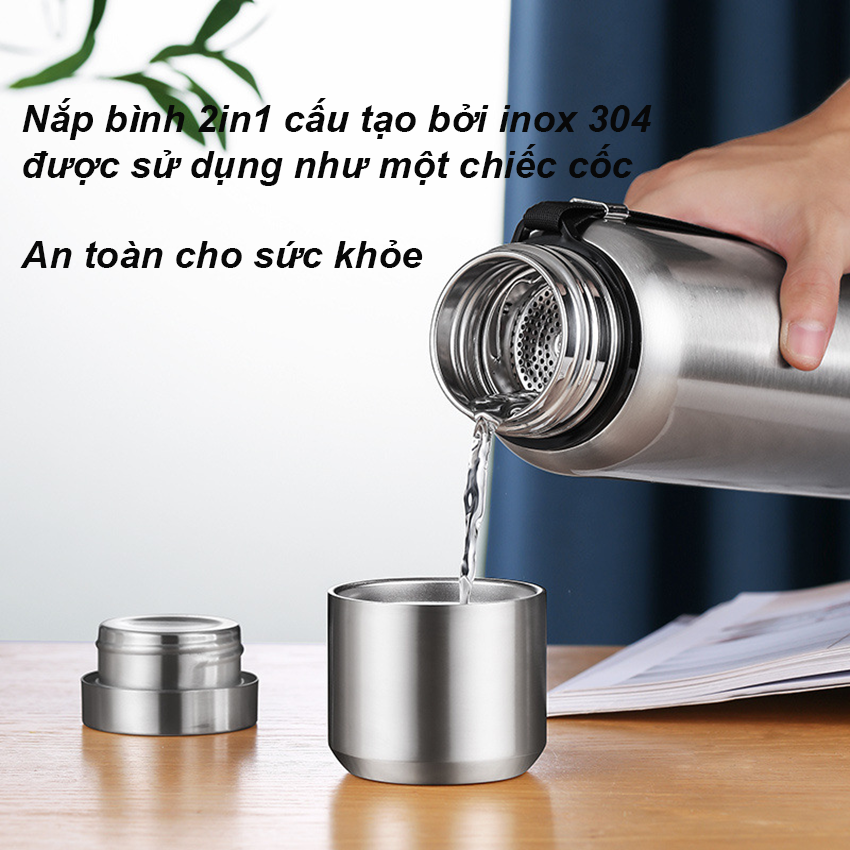 Bình Giữ Nhiệt Inox Cao Cấp Dung Tích 500ml,1000ml 2in1 Giữ Nóng Và Lạnh, Chịu Nhiệt Tốt, Độ Bền Cao, Phù Hợp Với Mọi Lứa Tuổi, An Toàn Cho Người Sử Dụng