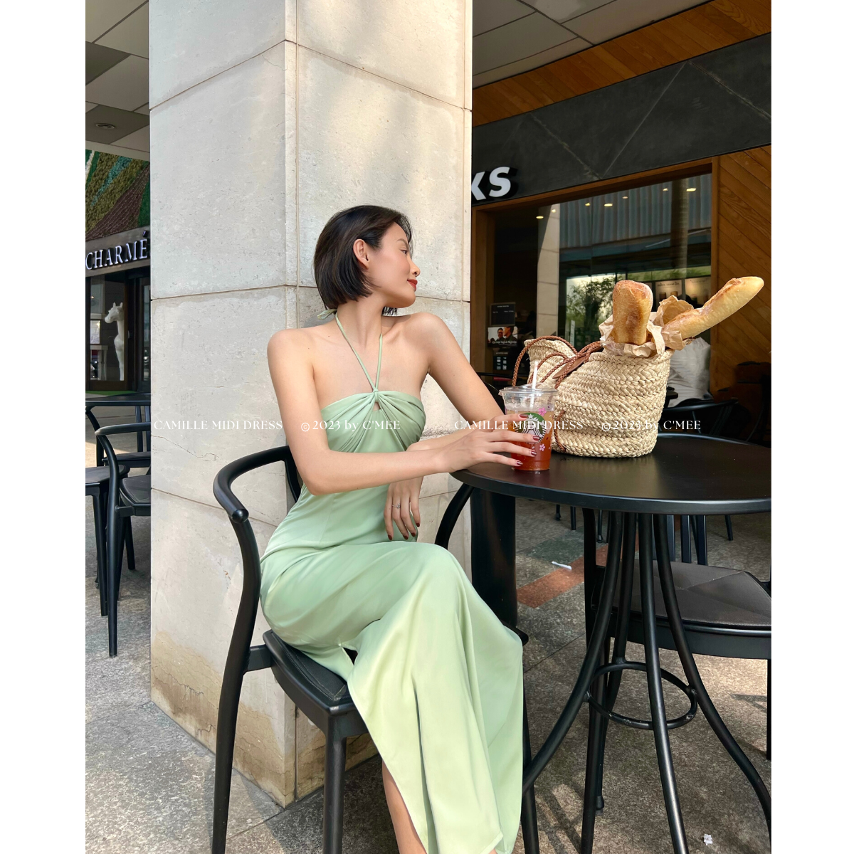 [CMEE] Đầm lụa cột dây Camille Midi Dress