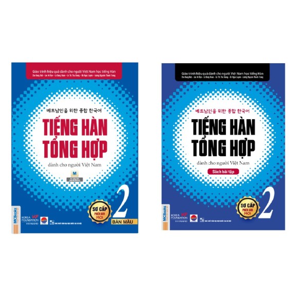 Sách - Combo Tiếng Hàn Tổng Hợp Dành Cho Người Việt Nam Sơ Cấp 2 Bản Màu + Sách bài tập (đen trắng) - Mhbooks tặng Bookmark