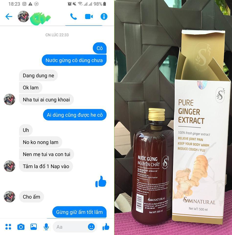 Nước gừng nguyên chất - [Sam Natural]  Nước gừng 500 ml