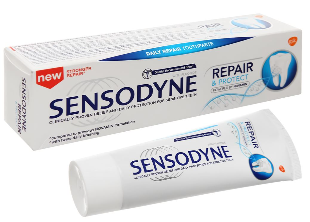 Kem đánh răng giảm ê buốt sensodyne repair & deep protect wtn