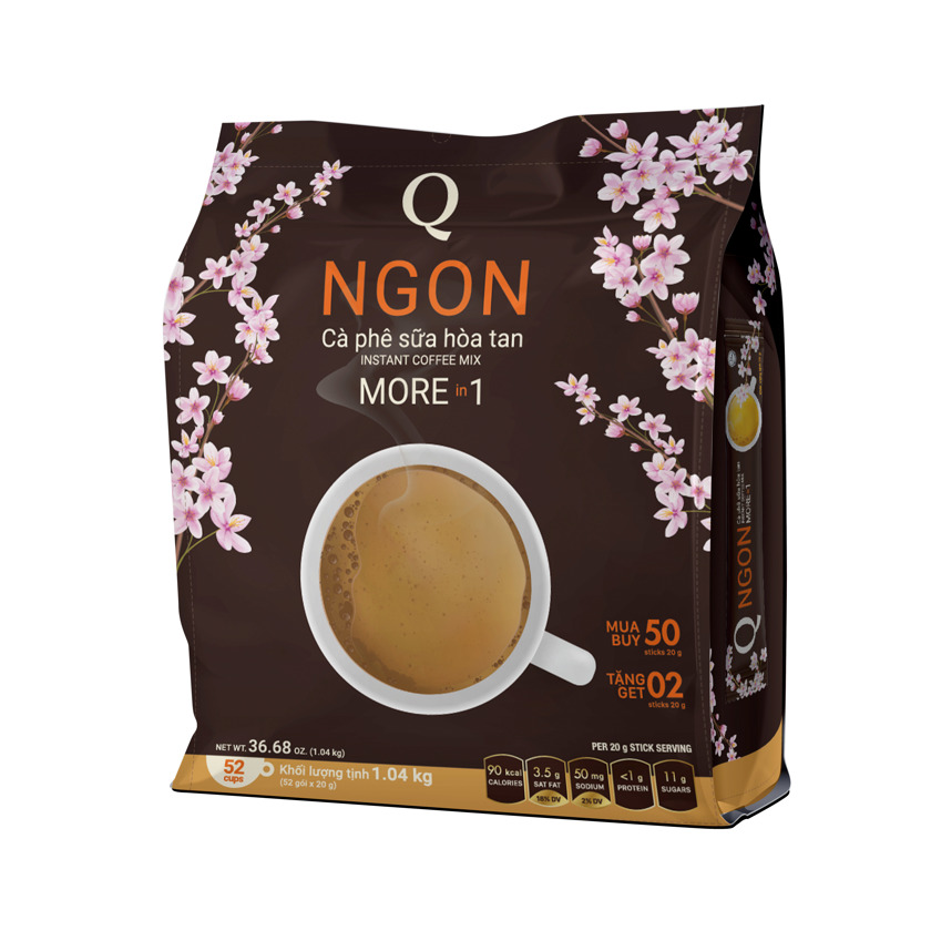 Cafe hòa tan Ngon 3 in 1, Size lớn đậm chất cafe.