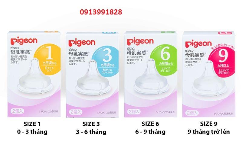 Núm Ti Pigeon Nội Địa Nhật Cho Bình Cổ Rộng (Đủ Size)
