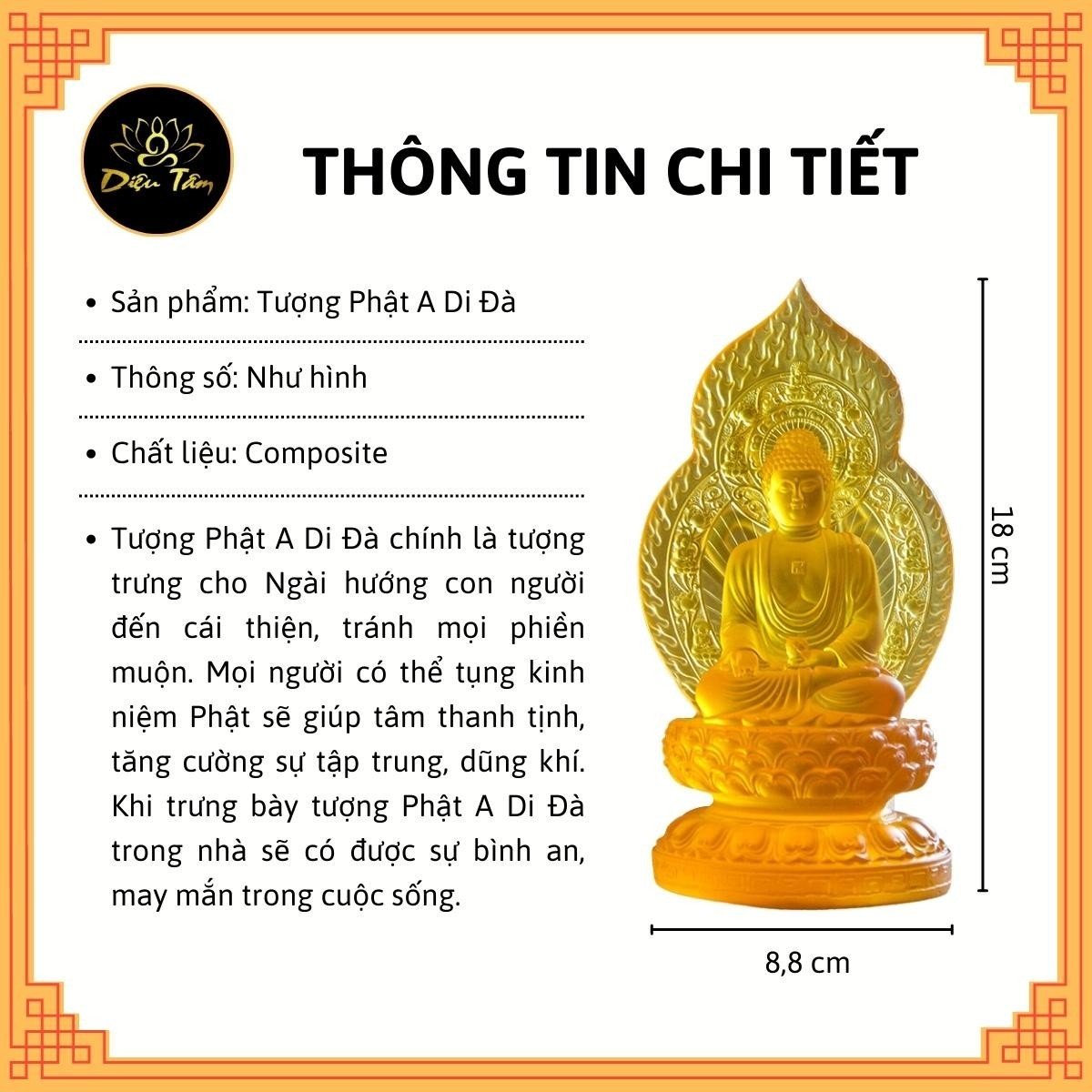 Tượng phật A Di Đà lưu ly màu hổ phách tượng ADIDA mật tông đồ thờ cúng
