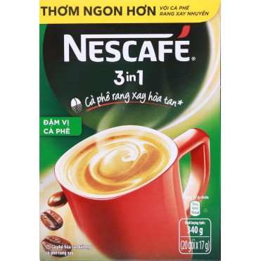 Cà phê hòa tan Nescafé 3in1 xanh đậm vị cà phê (hộp 20 gói x 17g)