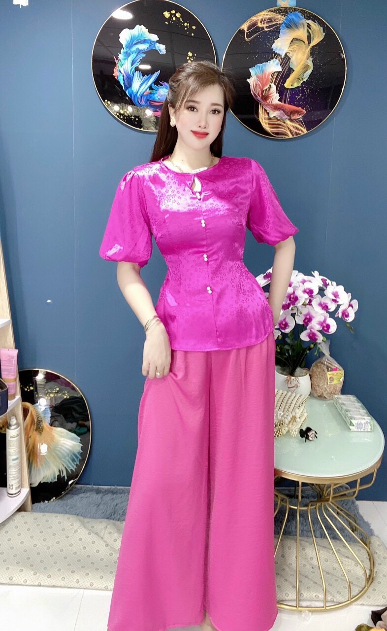 Sét bộ lam đi chùa gấm tay phồng-TH