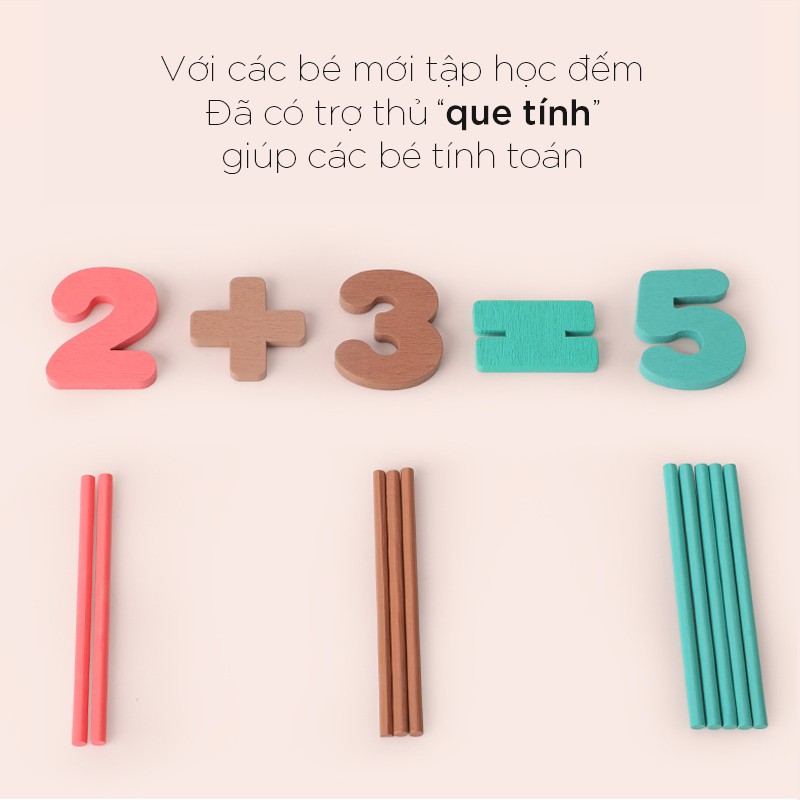Bộ thẻ số và que tính gỗ