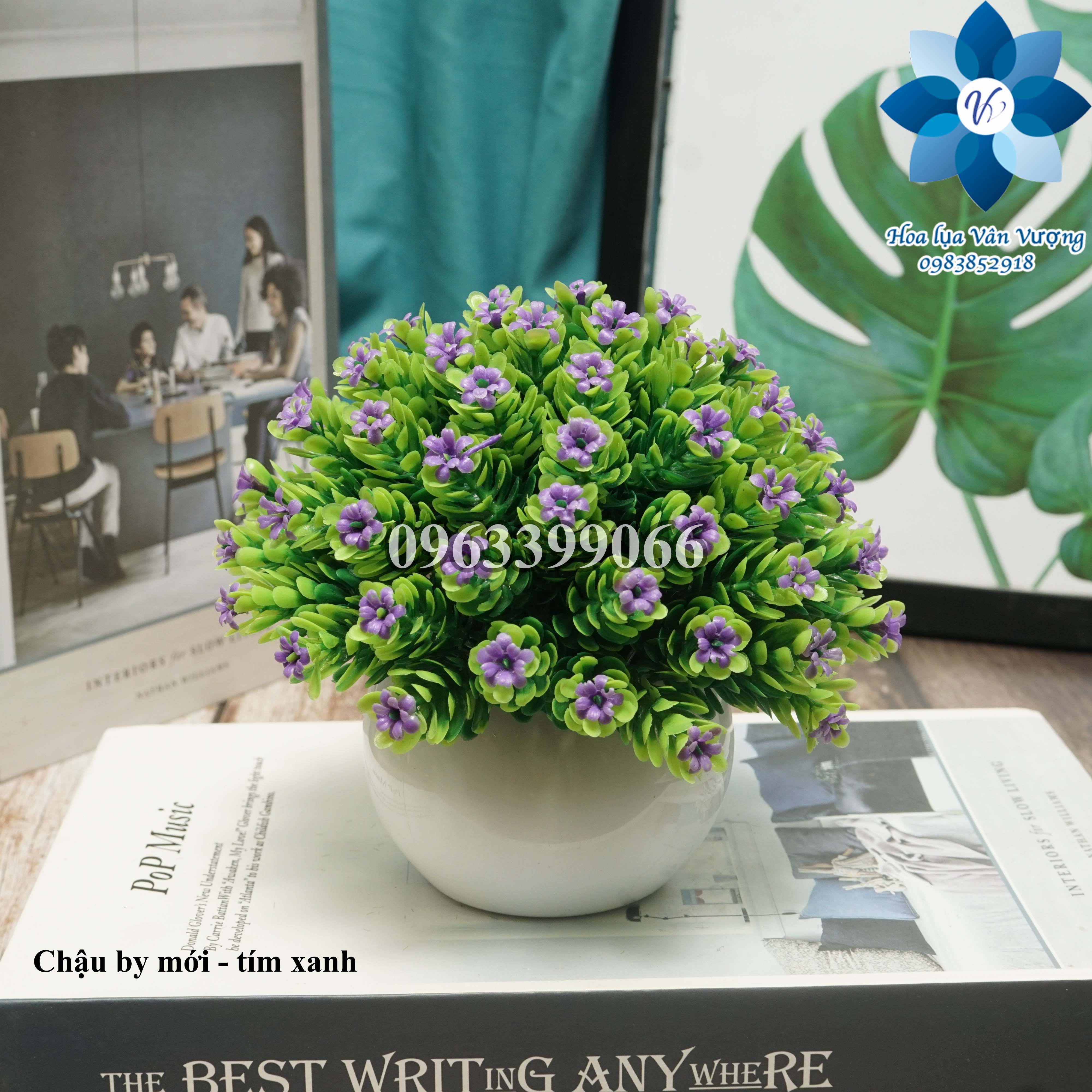 Hoa Lụa Để Bàn, Chậu Hoa Giả Trang Trí Chậu By
