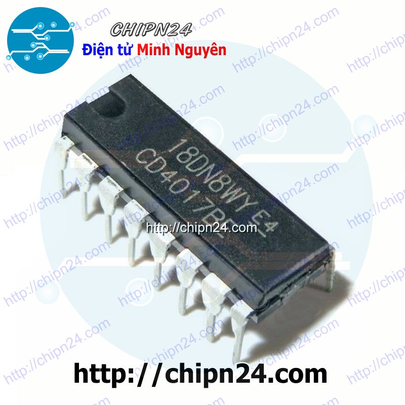 [4 con] (DIP) IC CD4017 DIP-16 (CD4017BE 4017)