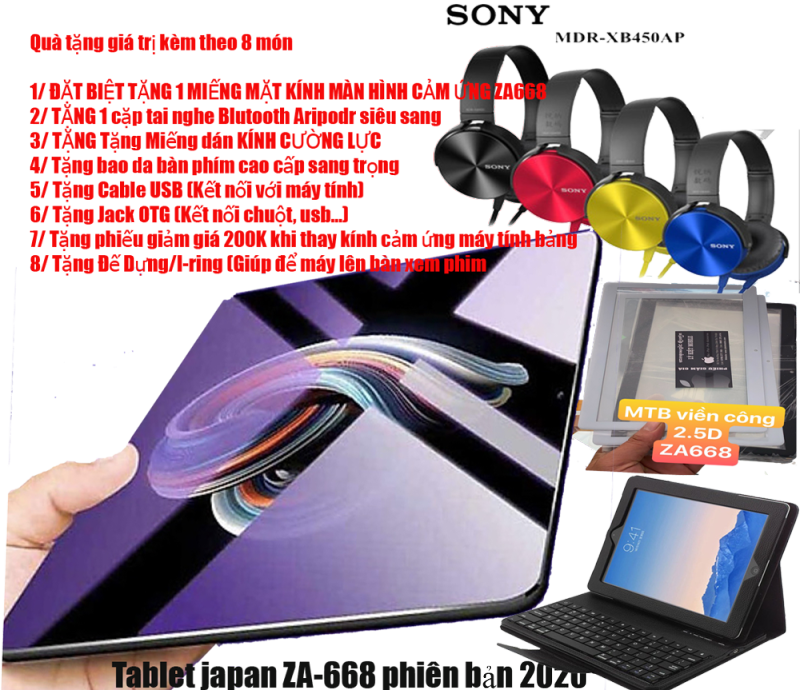 Máy tính bảng Tablet japan ZA-668 phiên bản 2020 Android 9.0 RAM 8G BỘ NHỚ 256G Ưu đại giá sinh viên chính hãng