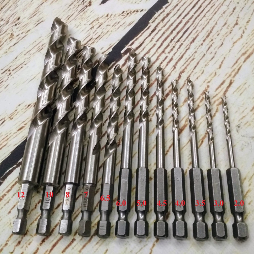 SV Bộ 12 mũi khoan cao cấp thép M35 phủ Coban chuôi lục giác