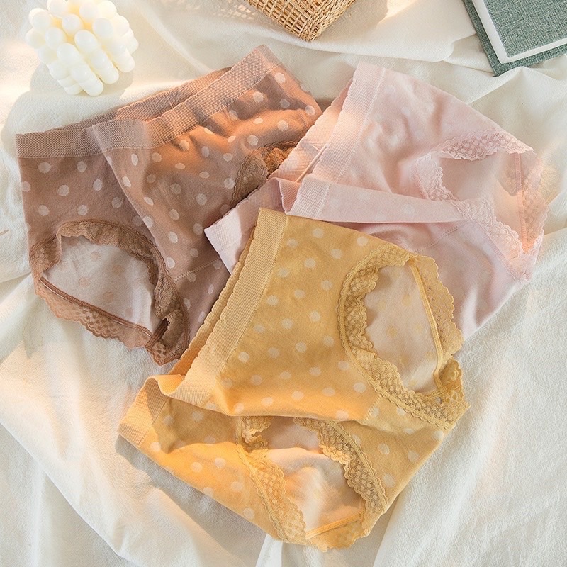 Set 5 quần chip CHẤM BI cotton xuất Nhật