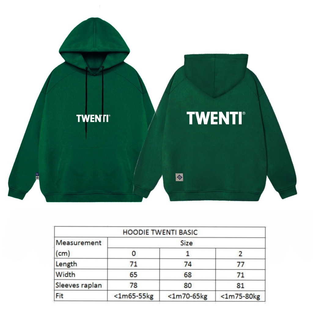 [Nhập Lazxuhuong03 - Giảm 40k/299k]ÁO HOODIE TWENTI NỈ COTTON IN BASIC