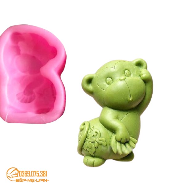 Khuôn silicon 3D con khỉ cầm nải chuối khuôn 12 con giáp