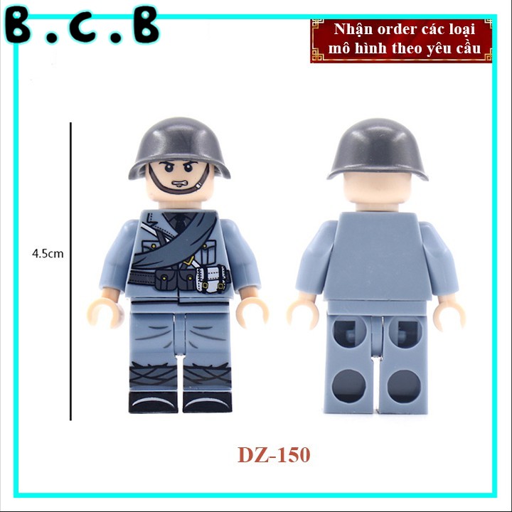 Phụ kiện MOC Army- Lính Pháp thế chiến 2- Đồ chơi lắp ráp minifig và mô hình sáng tạo trang trí quân đội- DZ150