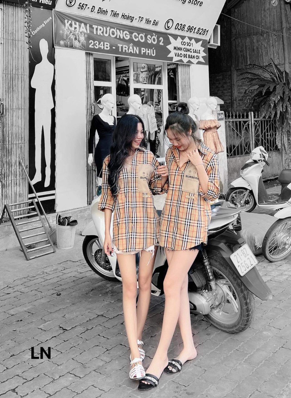 [ HÓT HÓT HÓT ] Áo sơ mi kẻ bbr phối túi  Chất kẻ thô dày dặn ,ln.