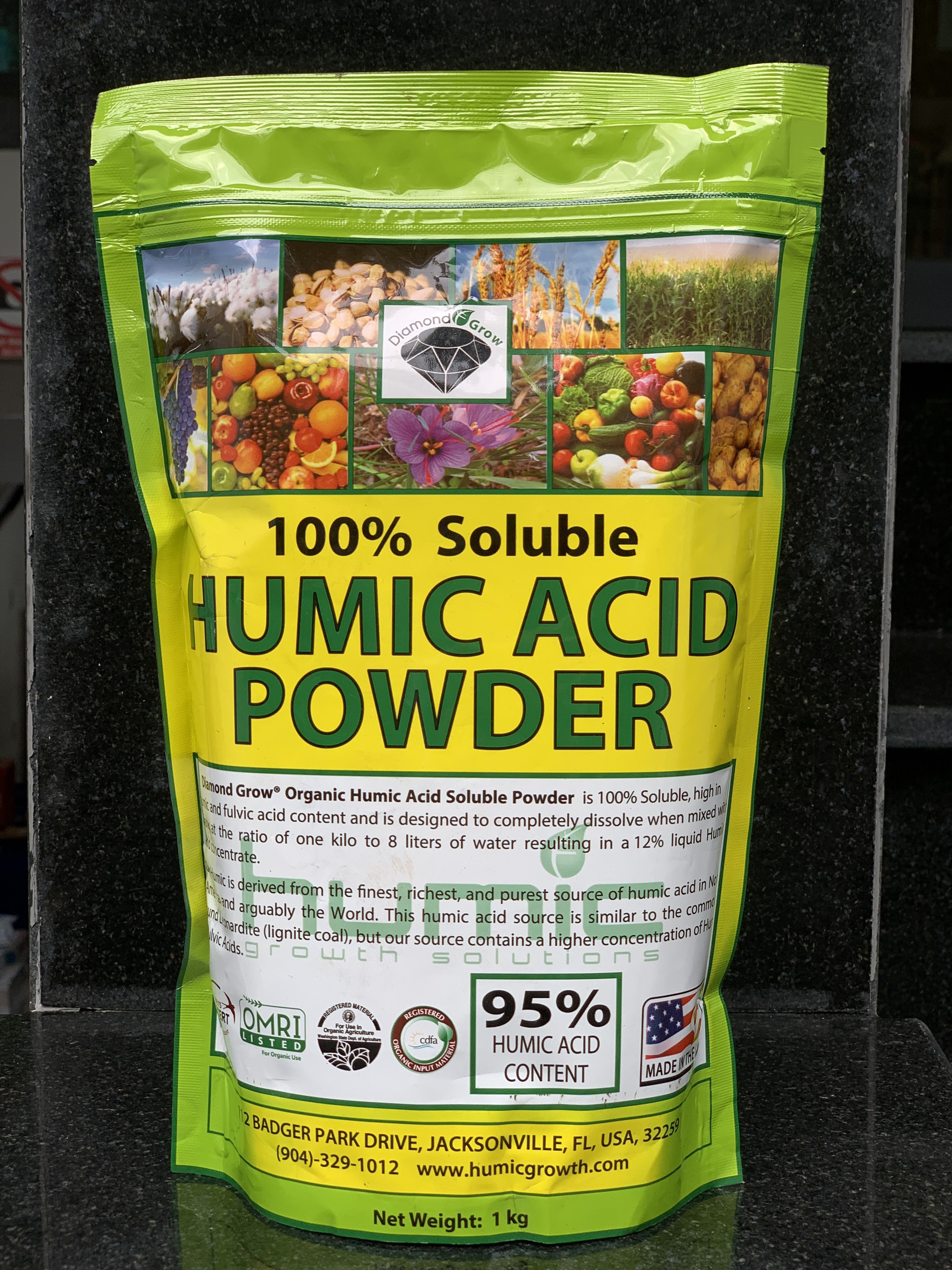 Phân Humic Mỹ Hữu Cơ 95% Acid Powder Dạng Bột (Gói 1kg) - Mẫu mới HumiK