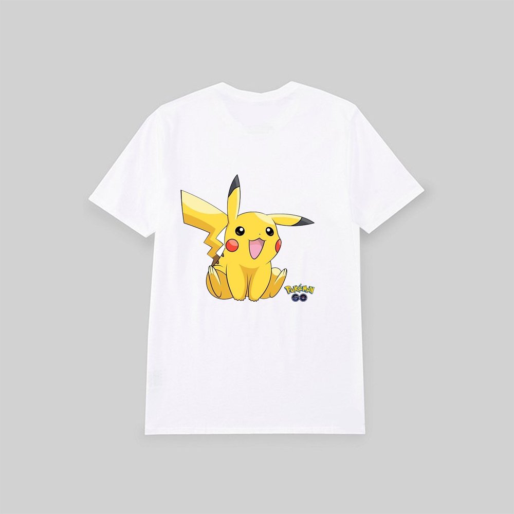 Áo thun phông trắng in hình Pikachu anime