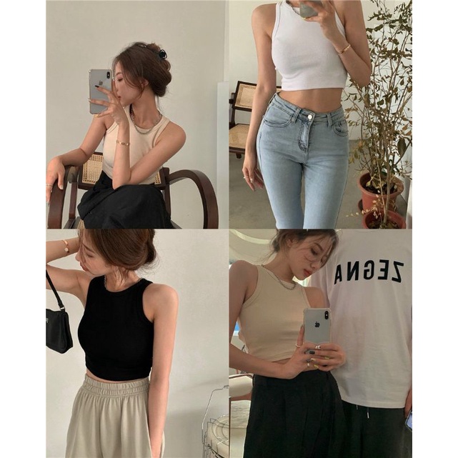 Áo croptop 3 lỗ , croptop thun gân form nữ