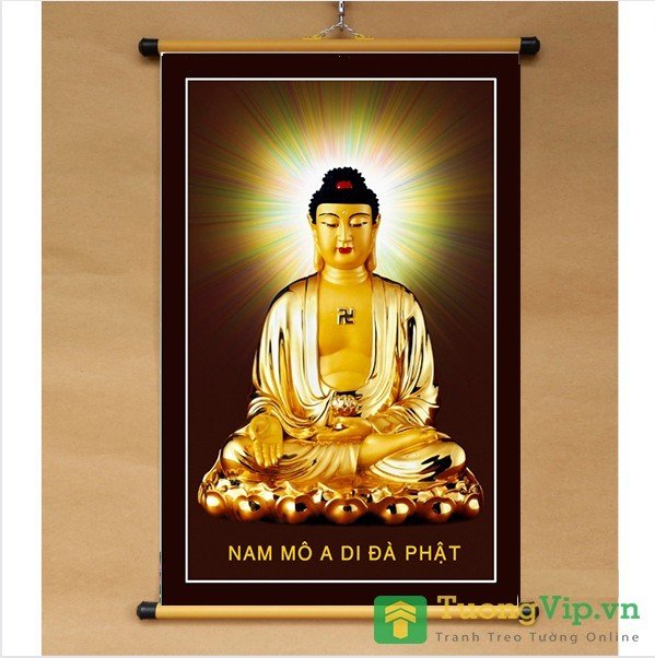 Tranh liễn phật giáo - vải canvas cao cấp - phật a di đà