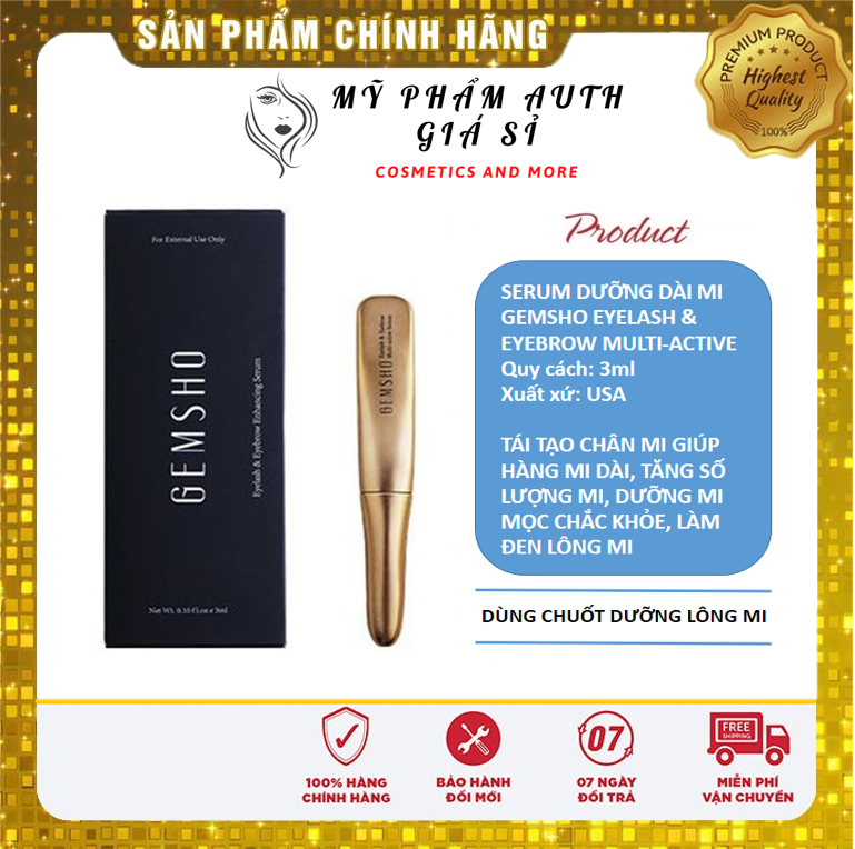 [CHÍNH HÃNG GIÁ RẺ] Serum dưỡng dài mi Gemsho Eyelash & Eyebrow Multi-Active Serum Mỹ 3ml
