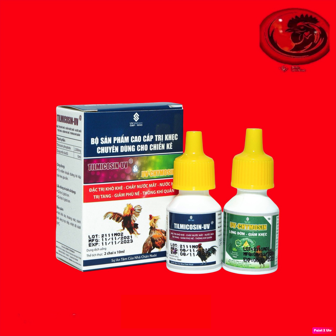 Bộ đôi khò khè sổ mũi cho gà đá 𝐓𝐈𝐋𝐌𝐈𝐂𝐎𝐒𝐈𝐍 + 𝐂𝐇𝐘𝐌𝐎𝐒𝐈𝐍