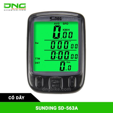 Đồng hồ xe đạp sunding sd-563a có dây, màn hình lcd có đèn led