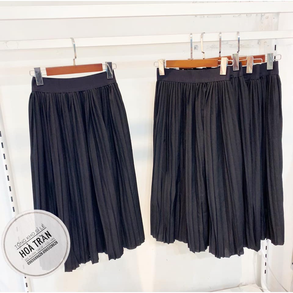 Chân váy Xếp Li Midi Dập Ly  Nữ Cao cấp