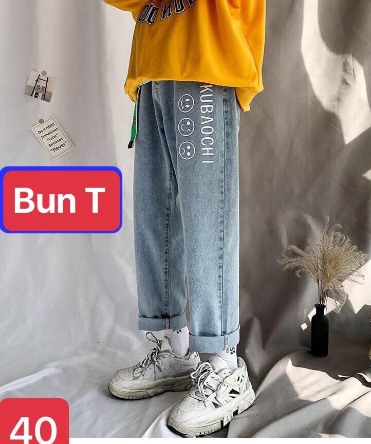 QUẦN BAGGY JEAN NAM CHẤT BÒ THÊU KUBAOCHI ỐNG RỘNG DÀI NHẬT BẢN MÙA HÈ - TRANG BUN FASHION