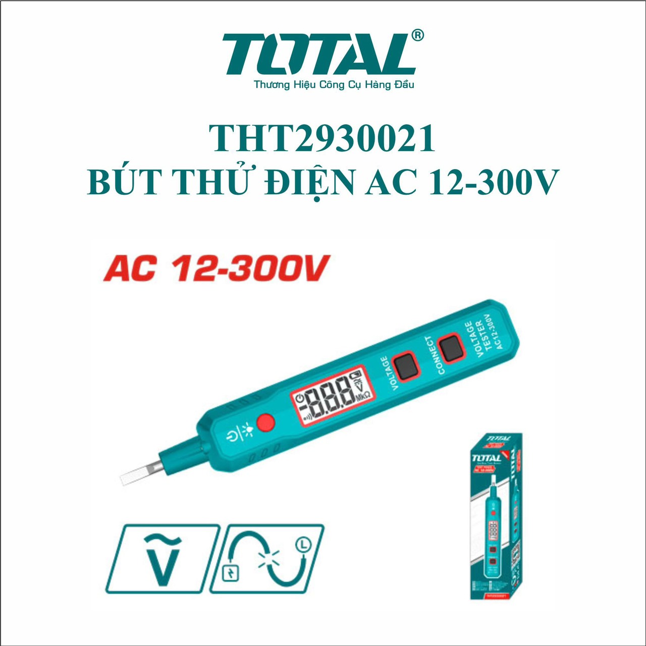 Bút thử điện ac 12-300v total / tht2930021 /