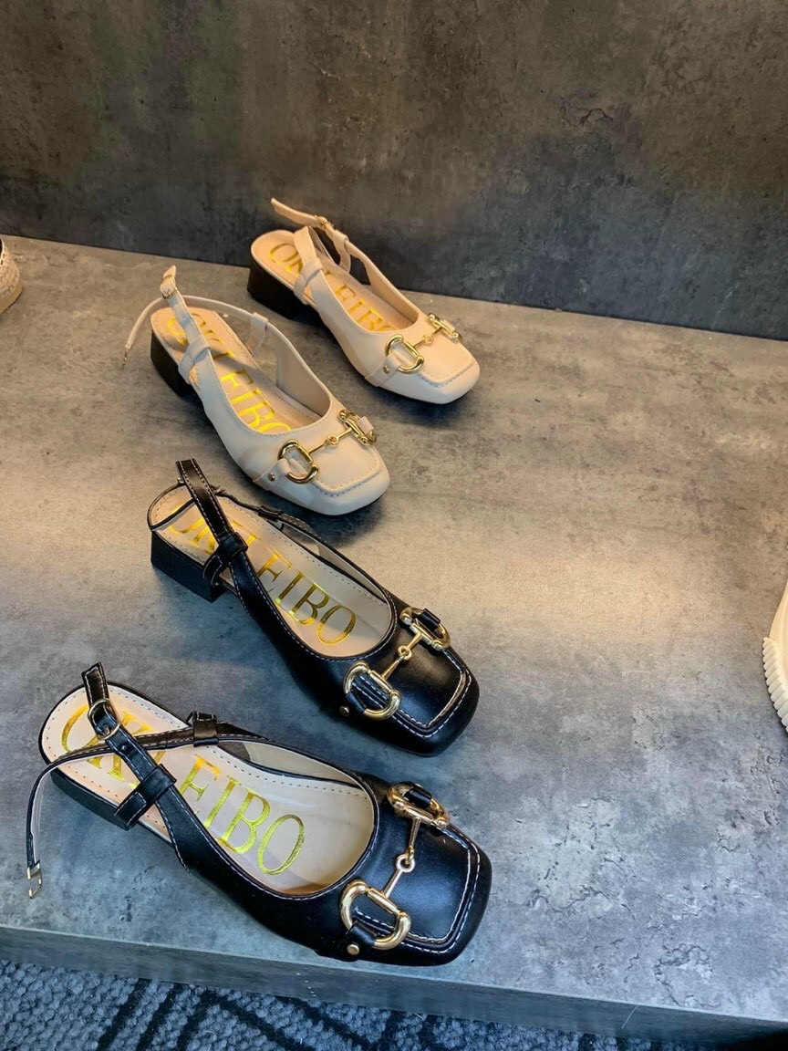 Sandal mũi vuông da mềm khoá sắt gót 3 phân cao cấp