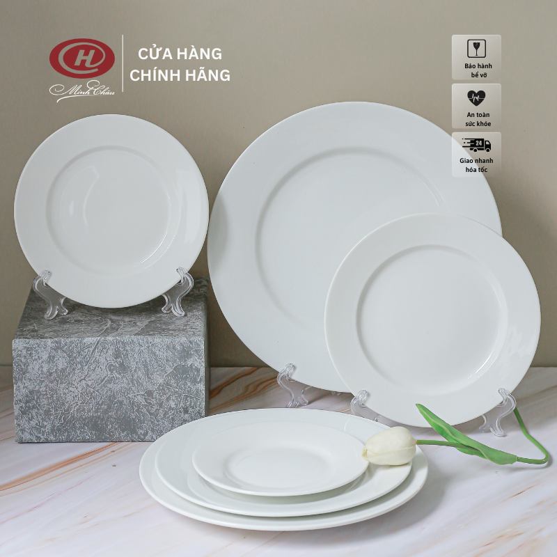 Đĩa Cạn Trắng Trơn - Sứ Minh Châu