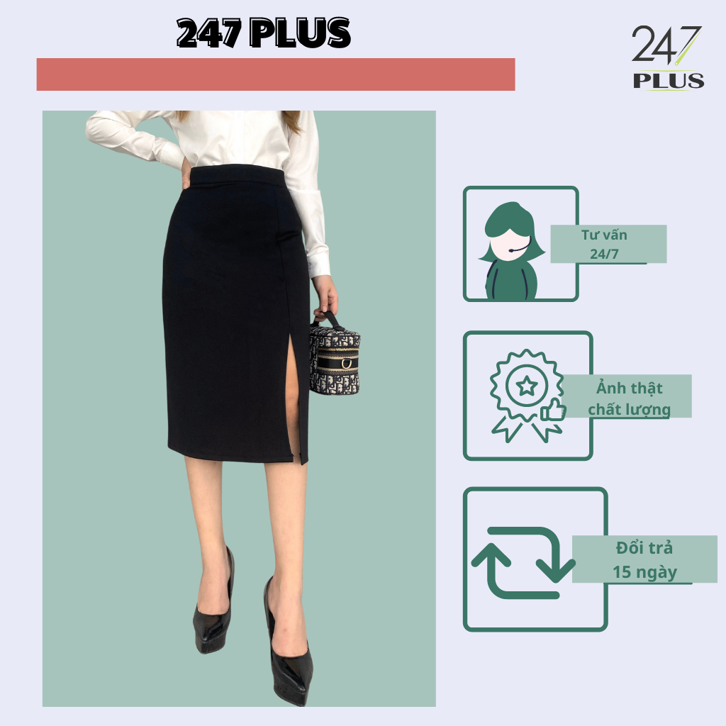 Chân váy xẻ 247plus chất umi cao cấp cv334