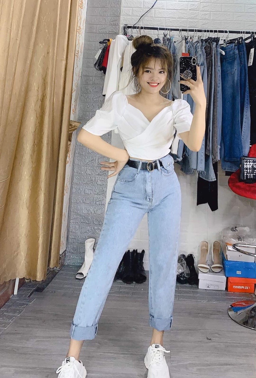 Áo kiểu croptop xinh đắp chéo xinh