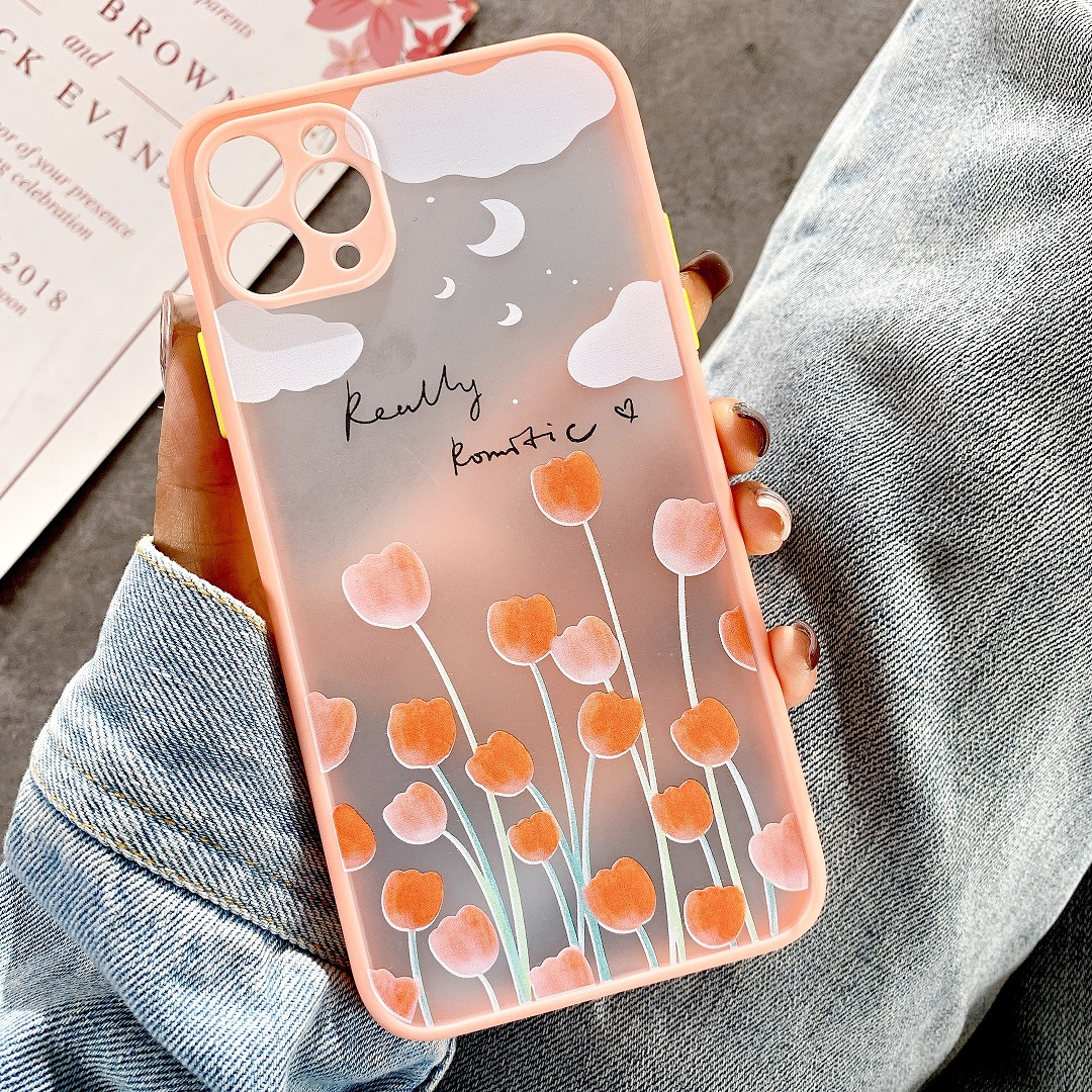 Ốp Lưng Nhám Chống Sock, Va Đập Bảo Vệ Camera Flower Romantic