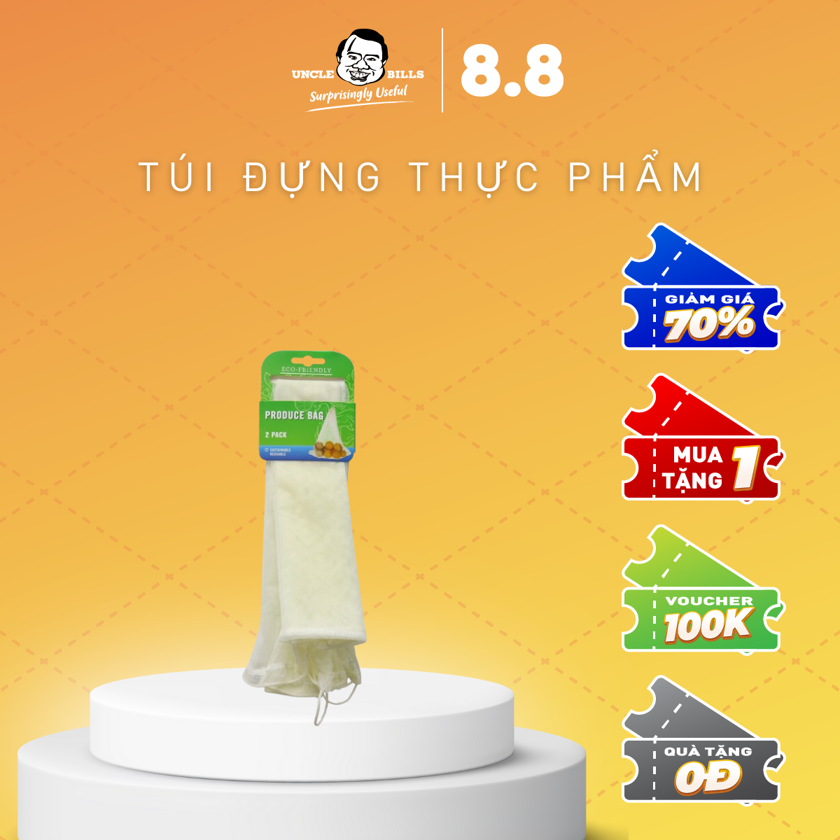 Túi lưới đựng thực phẩm 2 cái uncle bills ks1141
