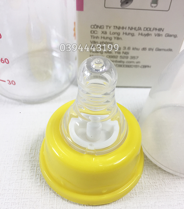 [Tặng 1 Núm Ty] Bình Sữa Cổ Hẹp PC 250ml Dolphin - Hàng Công Ty-DP017