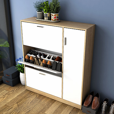 Tủ Giày Gỗ Mdf Melamine  Trắng , Tủ Giày Thông Minh (4 cánh khung trắng)