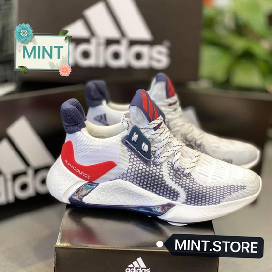 Giày thể thao sneaker alphabounce 2020 trắng phối đỏ